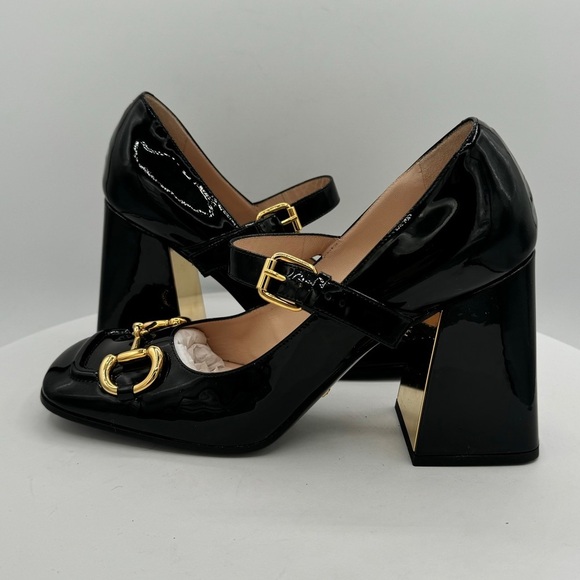 NEW GUCCI Lady Horsebit Patent Mid-Heel Mary Jane Pumps SZ EU 40 CLR Black - Picture 5 of 14